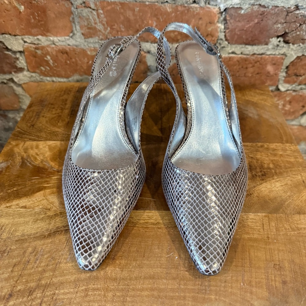 Calvin Klein Metallic Snakeskin Heels